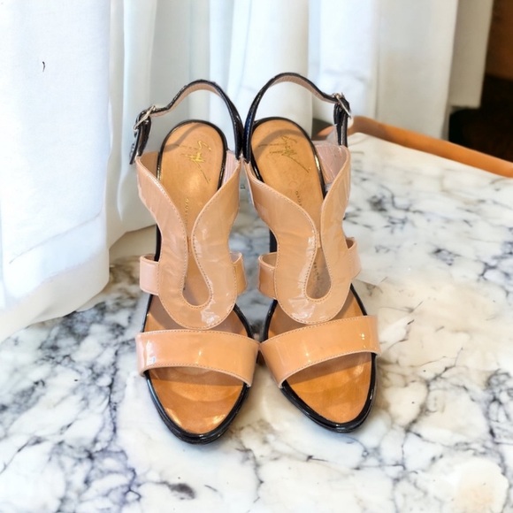 Vintage Giuseppe Zanotti Platform Patent Leather Black and Nude Stiletto Heels - Picture 15 of 16